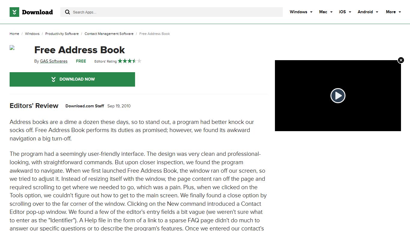 Free Address Book - Free download and software reviews - CNET Download