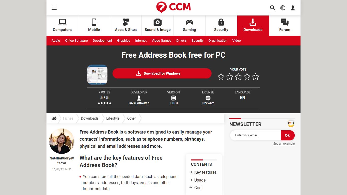 Download Free Address Book free for PC - CCM